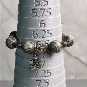 Alexa's Angel Silver and Brown Beaded Prayer Locket Bracelet